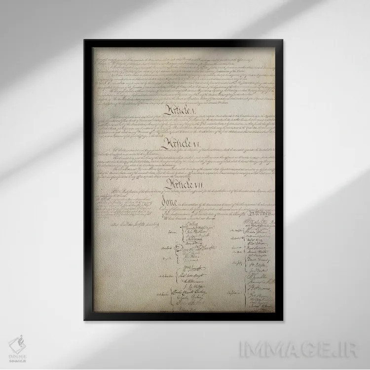 تابلو امضاهای سند قانون اساسی اثر هنرمند ناشناس - نمای قابدار مشکی