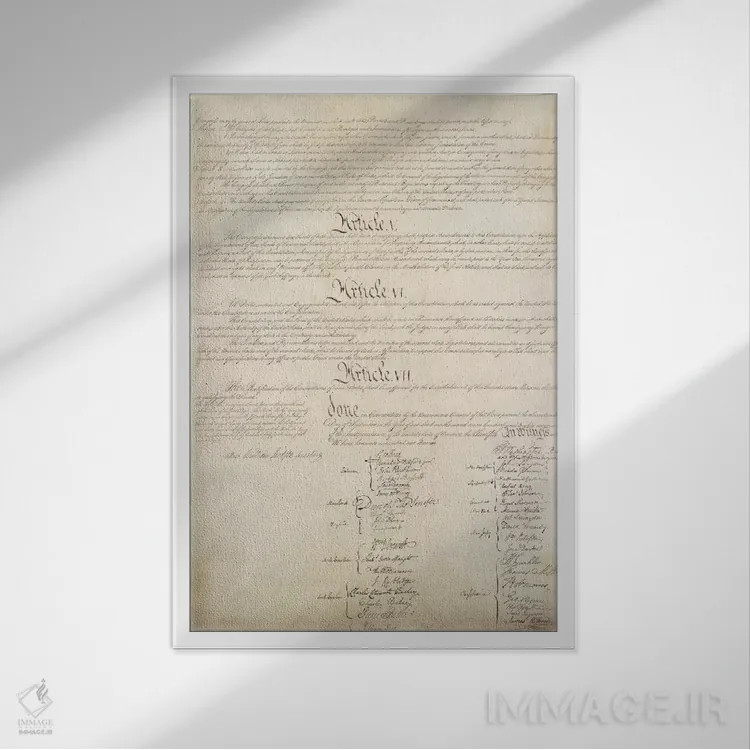 تابلو امضاهای سند قانون اساسی اثر هنرمند ناشناس - نمای قابدار سفید