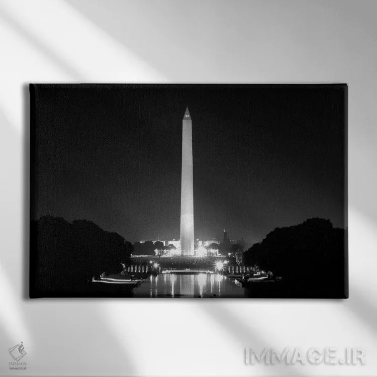تابلو بنای یادبود واشنگتن اثر هنرمند ناشناس - نمای روبهرو روی دیوار