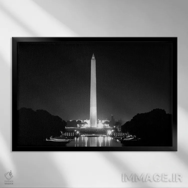 تابلو بنای یادبود واشنگتن اثر هنرمند ناشناس - نمای قابدار مشکی