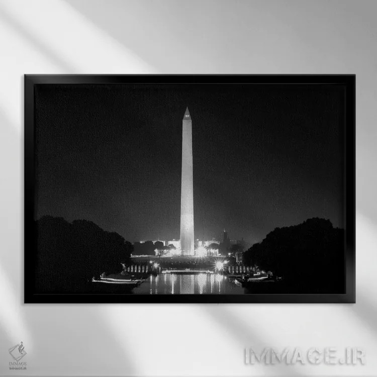 تابلو بنای یادبود واشنگتن اثر هنرمند ناشناس - نمای قابدار مشکی