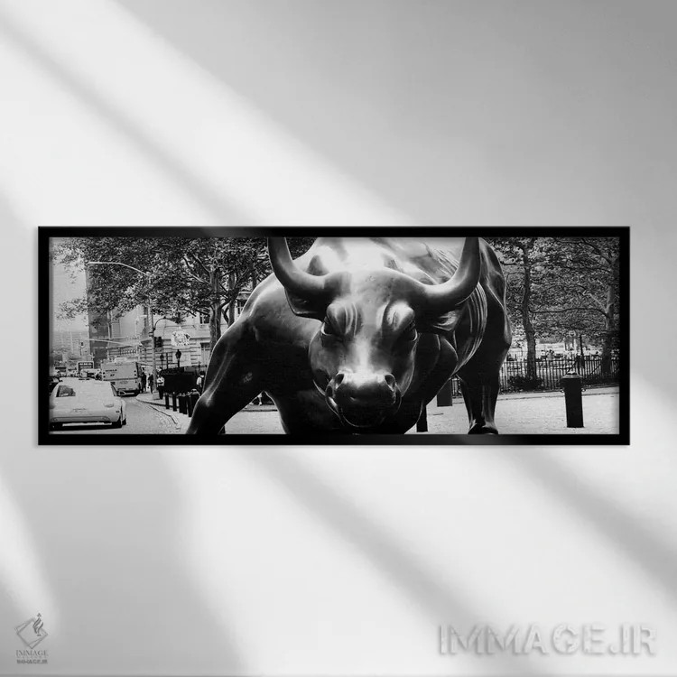 تابلو نمای نزدیک از گاو وال استریت اثر هنرمند ناشناس - نمای قابدار مشکی