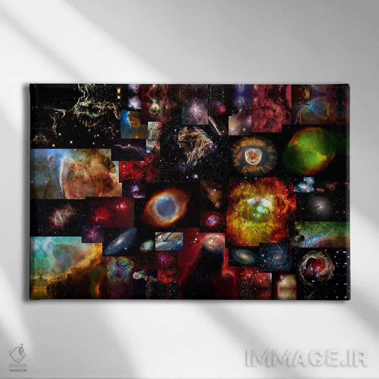 تابلو کیهان (جهان) اثر هنرمند ناشناس - نمای روبهرو روی دیوار