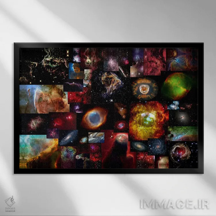 تابلو کیهان (جهان) اثر هنرمند ناشناس - نمای قابدار مشکی