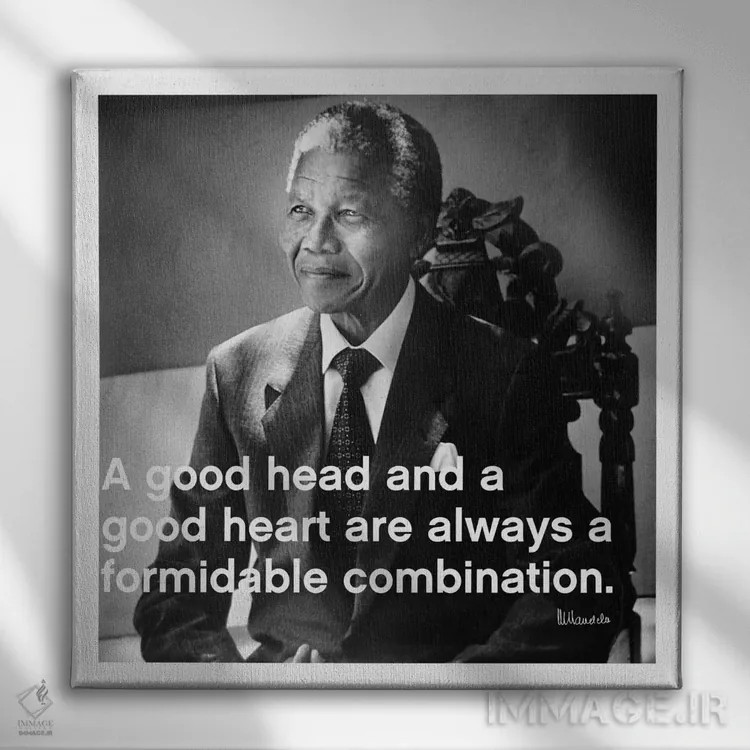 تابلو نقلقولی از نلسون ماندلا اثر هنرمند ناشناس - نمای روبهرو روی دیوار