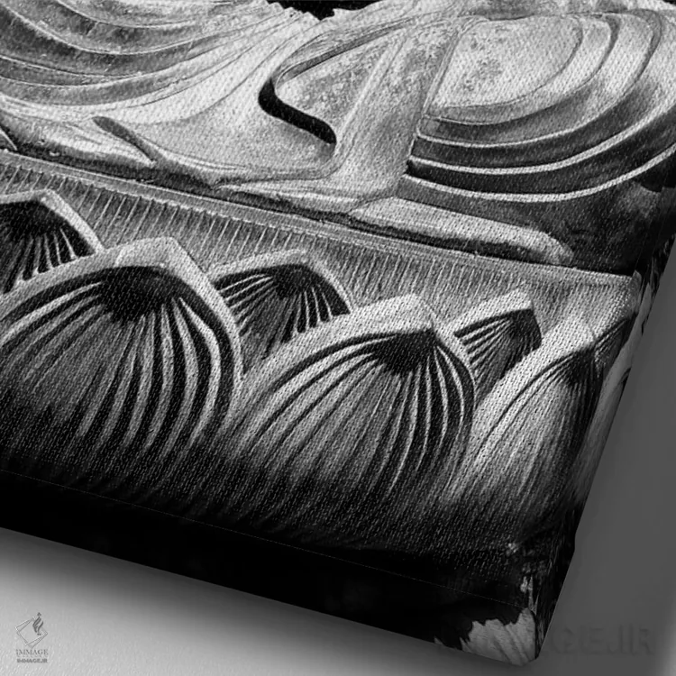 تابلو بودای آسیایی اثر هنرمند ناشناس - نمای نزدیک بافت بوم