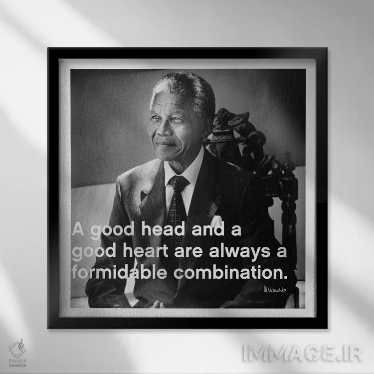 تابلو نقلقولی از نلسون ماندلا اثر هنرمند ناشناس - نمای قابدار مشکی