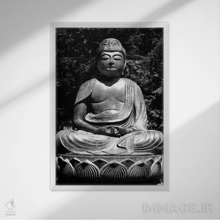 تابلو بودای آسیایی اثر هنرمند ناشناس - نمای قابدار سفید