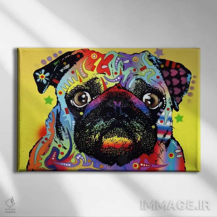 تابلو سگ پاگ اثر باور روسو - نمای روبهرو روی دیوار