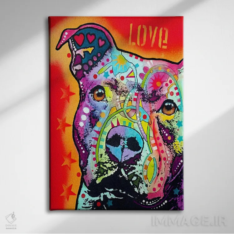 تابلو پیت بول متفکر اثر باور روسو - نمای روبهرو روی دیوار