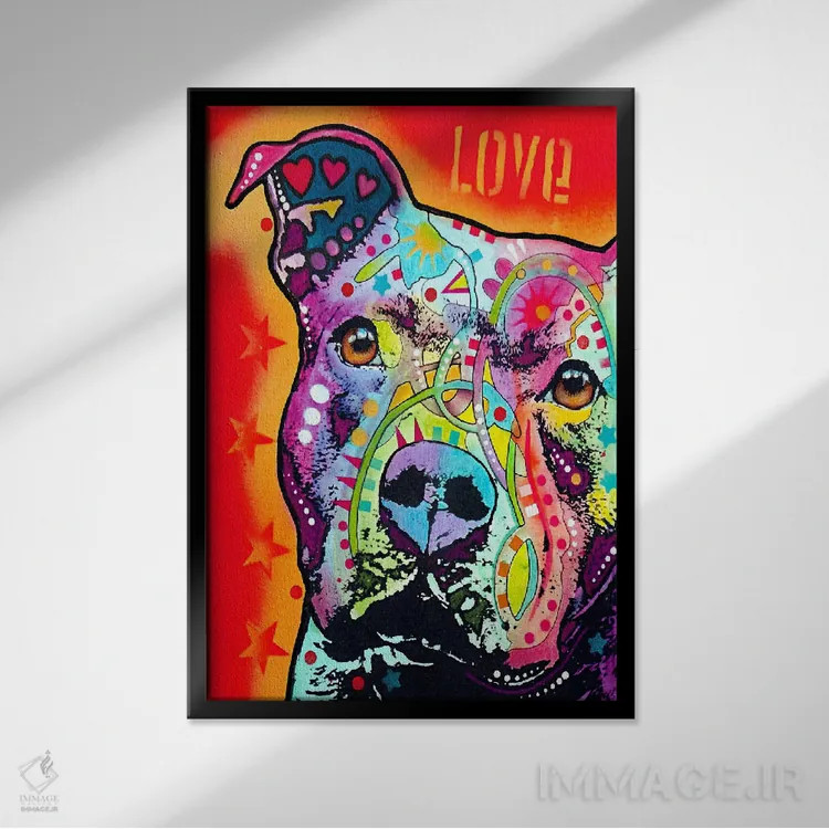 تابلو پیت بول متفکر اثر باور روسو - نمای قابدار مشکی