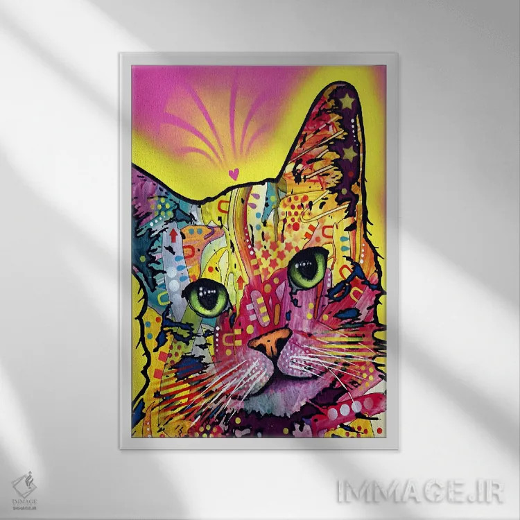 تابلو گربهٔ مایل اثر باور روسو - نمای قابدار سفید