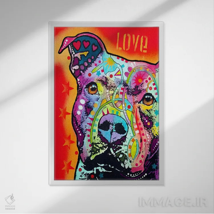 تابلو پیت بول متفکر اثر باور روسو - نمای قابدار سفید