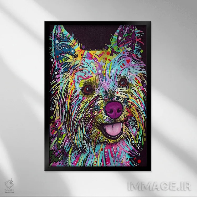 تابلو یورکی (سگ نژاد یورکشایر تریر) اثر باور روسو - نمای قابدار مشکی