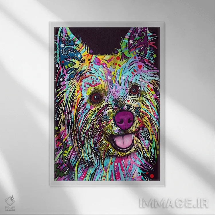 تابلو یورکی (سگ نژاد یورکشایر تریر) اثر باور روسو - نمای قابدار سفید