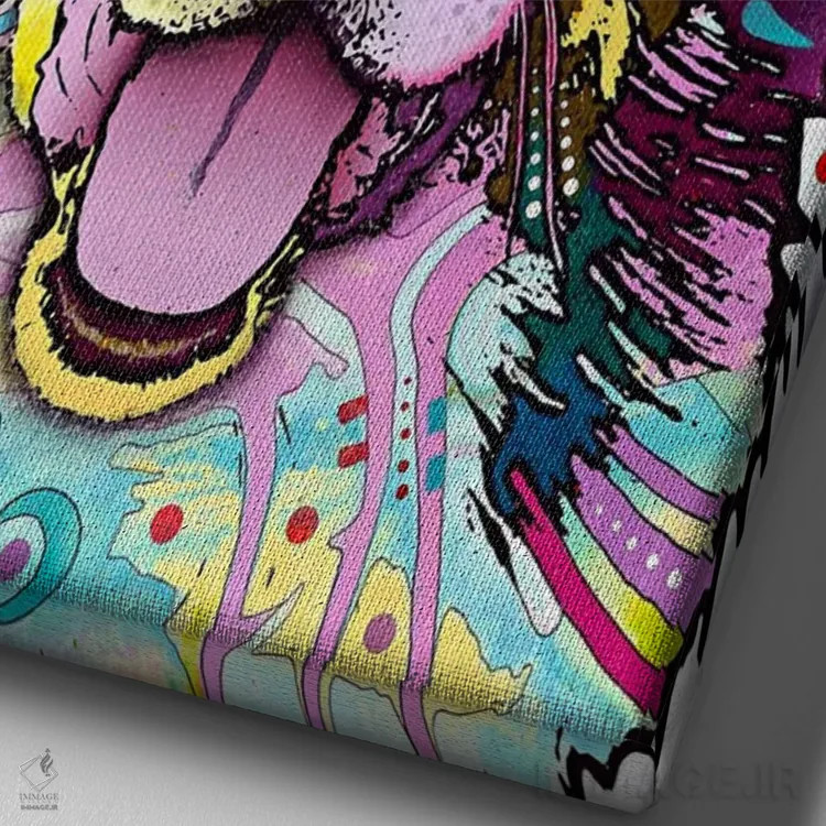 تابلو سگ شپرد استرالیایی اثر باور روسو - نمای نزدیک بافت بوم