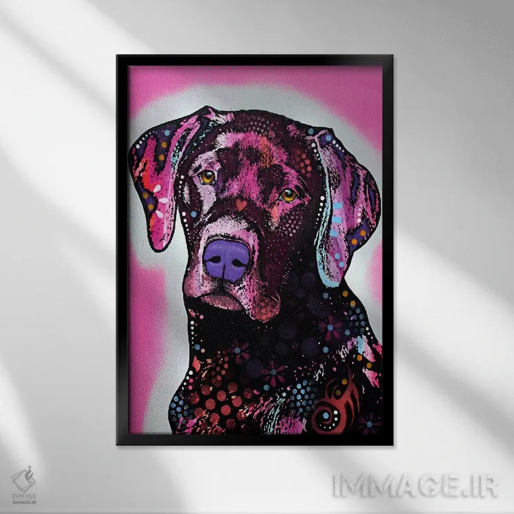 تابلو لابرادور سیاه اثر باور روسو - نمای قابدار مشکی