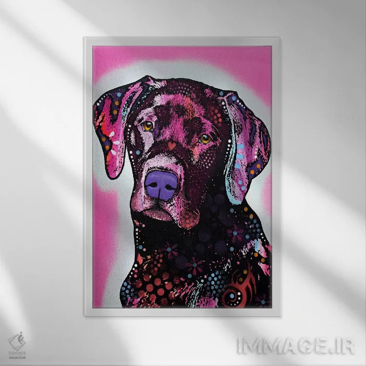 تابلو لابرادور سیاه اثر باور روسو - نمای قابدار سفید