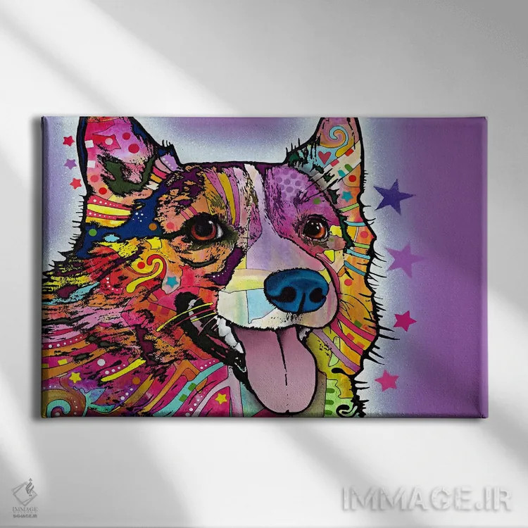 تابلو کورگی (سگ نژاد کورگی) اثر باور روسو - نمای روبهرو روی دیوار