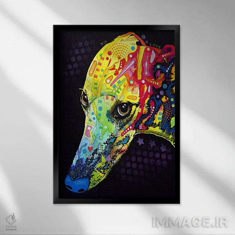 تابلو گریهاند (سگ گریهاند) اثر باور روسو - نمای قابدار مشکی