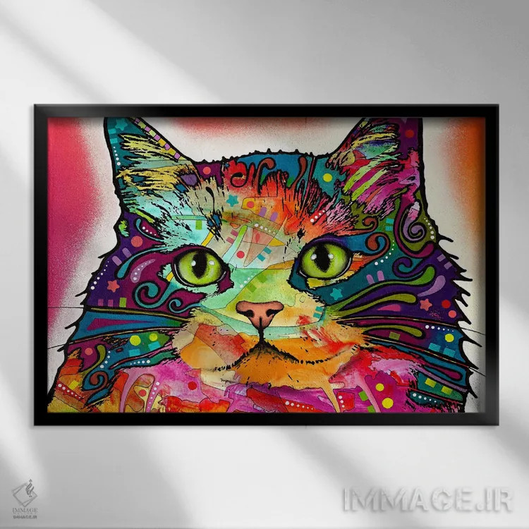 تابلو گربهٔ رگامافین (نژاد گربه) اثر باور روسو - نمای قابدار مشکی