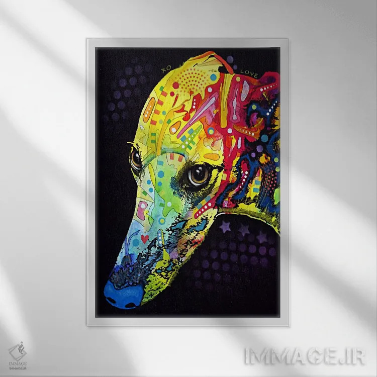 تابلو گریهاند (سگ گریهاند) اثر باور روسو - نمای قابدار سفید