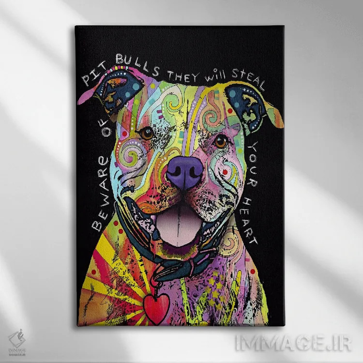 تابلو مراقب پیت بولها باشید اثر باور روسو - نمای روبهرو روی دیوار