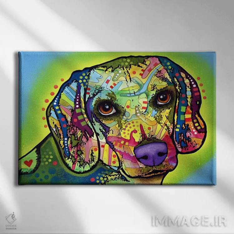 تابلو بیگل (سگ نژاد بیگل) اثر باور روسو - نمای روبهرو روی دیوار