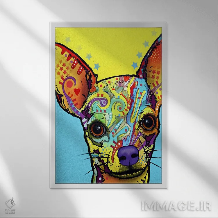 تابلو چیهواهوآ ۱ (سگ نژاد چیهواهوآ) اثر باور روسو - نمای قابدار سفید