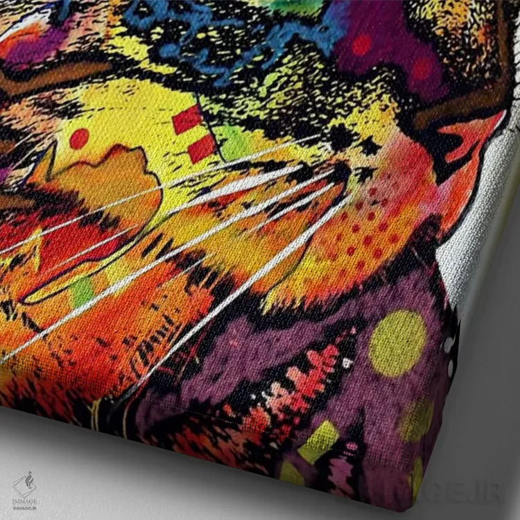 تابلو گربهٔ بااعتمادبهنفس اثر باور روسو - نمای نزدیک بافت بوم