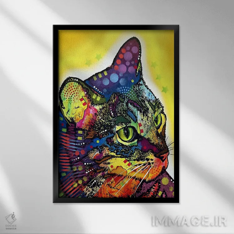 تابلو گربهٔ بااعتمادبهنفس اثر باور روسو - نمای قابدار مشکی