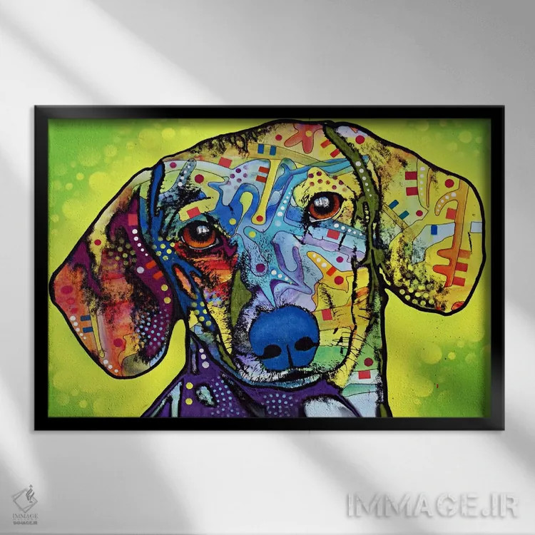 تابلو داشهوند (سگ نژاد داشهوند) اثر باور روسو - نمای قابدار مشکی