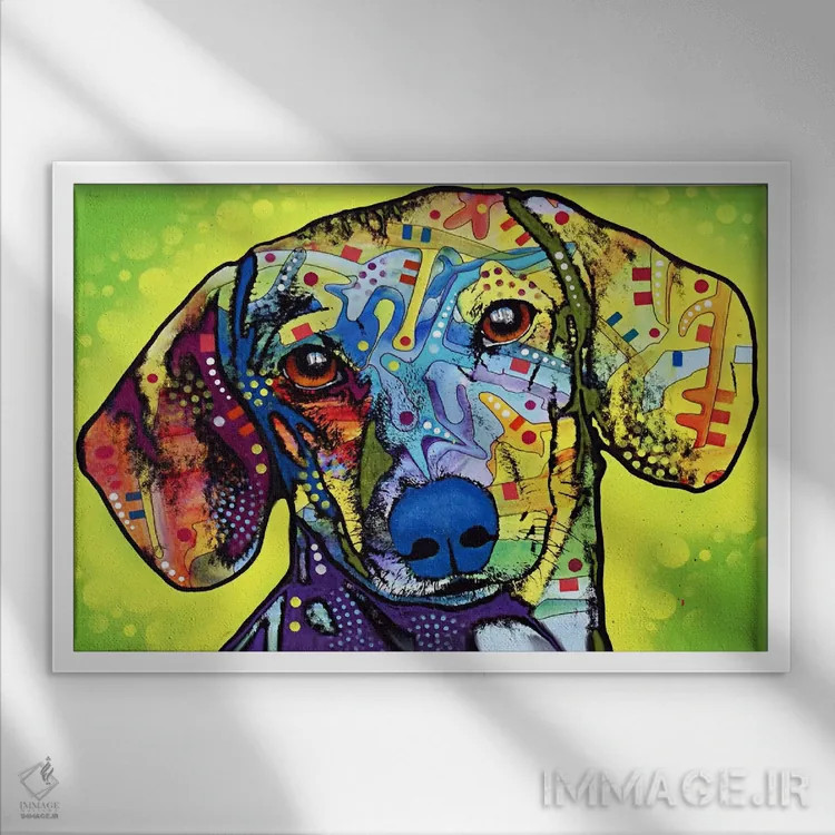 تابلو داشهوند (سگ نژاد داشهوند) اثر باور روسو - نمای قابدار سفید