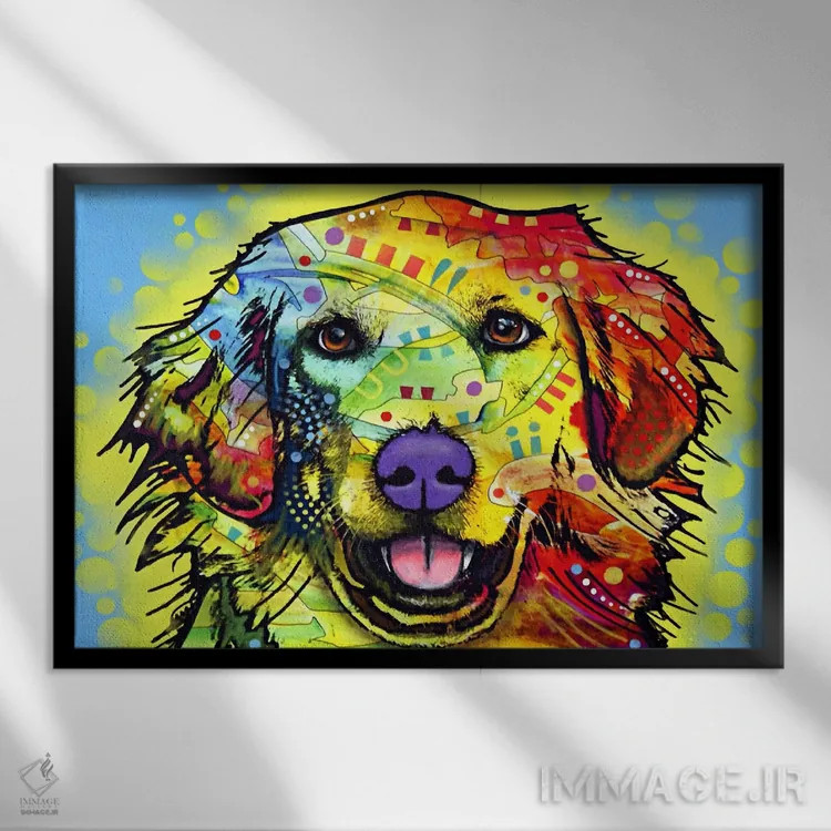 تابلو گلدن رتریور (سگ نژاد گلدن رتریور) اثر باور روسو - نمای قابدار مشکی