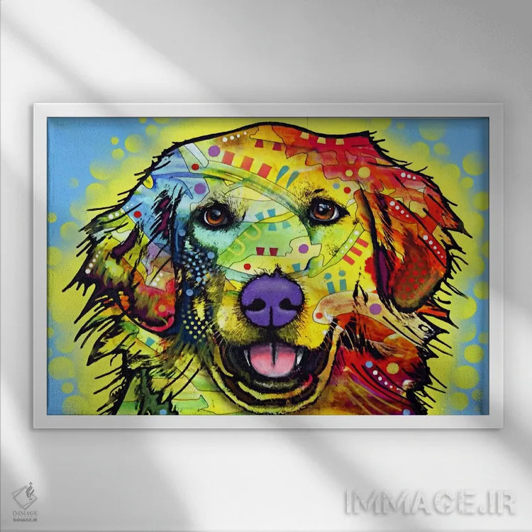 تابلو گلدن رتریور (سگ نژاد گلدن رتریور) اثر باور روسو - نمای قابدار سفید