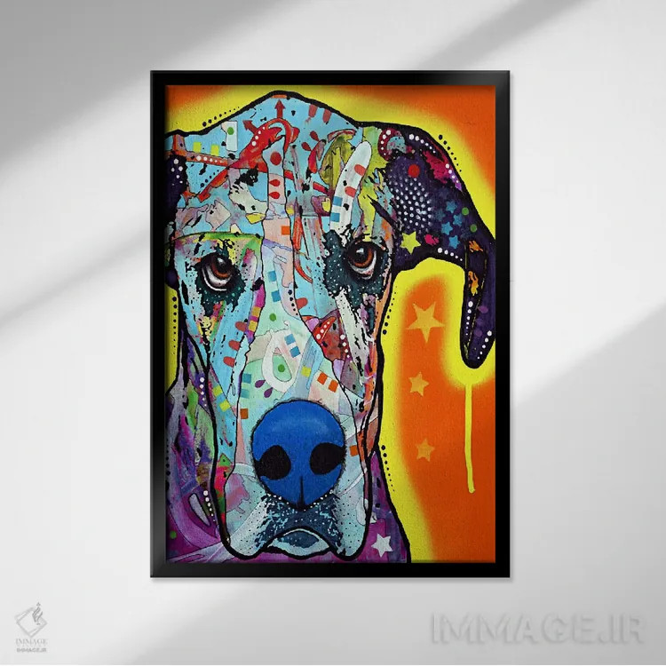 تابلو گریت باور (سگ نژاد گریت باور) اثر باور روسو - نمای قابدار مشکی