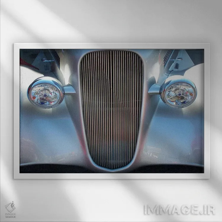 تابلو هاتراد (خودروی کلاسیک تیونینگ) اثر هنرمند ناشناس - نمای قابدار سفید