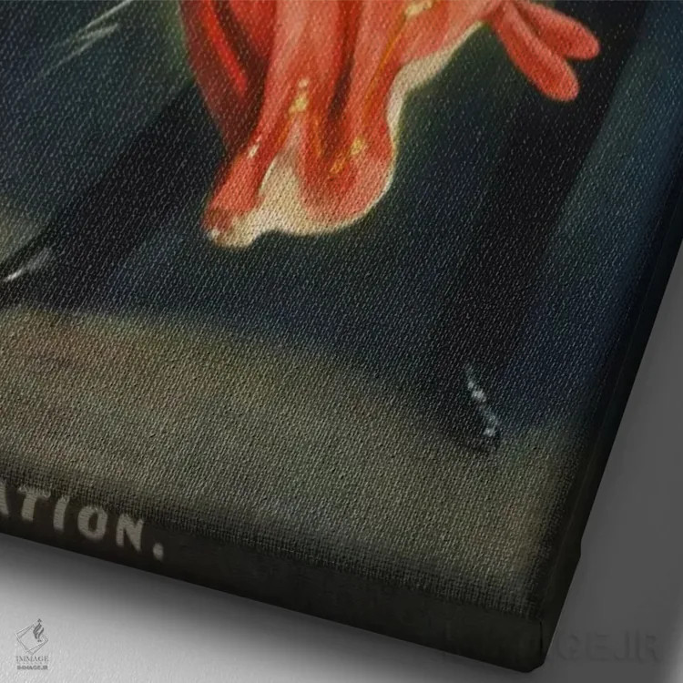 تابلو پوستر جادویی قدیمی کلار: معلق شدن پرنسس کارناک اثر هنرمند ناشناس - نمای نزدیک بافت بوم