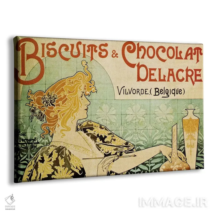 تابلو پوستر قدیمی بیسکویت و شکلات دلاکغ اثر آنری پریوه-لیومون - نمای پرسپکتیو محصول