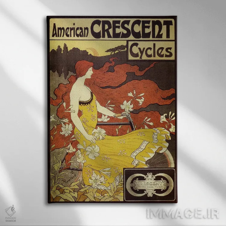 تابلو پوستر قدیمی دوچرخههای آمریکایی کرسنت اثر فرد رمزدل - نمای روبهرو روی دیوار
