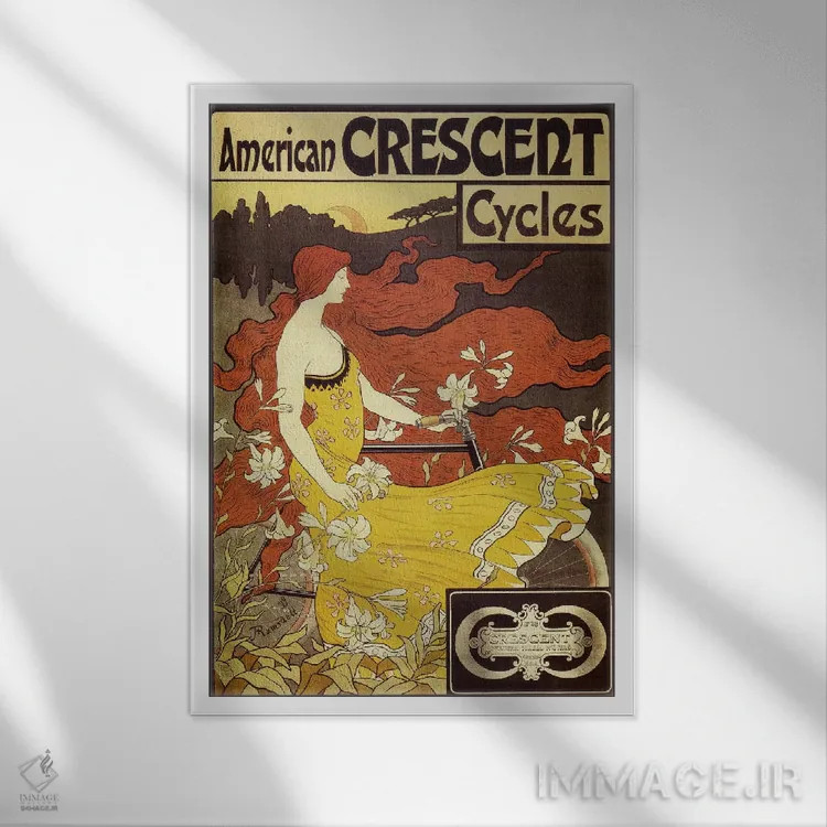 تابلو پوستر قدیمی دوچرخههای آمریکایی کرسنت اثر فرد رمزدل - نمای قابدار سفید