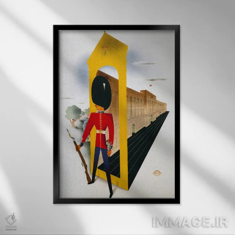 تابلو پوستر قدیمی لندن سلطنتی، متروی لندن اثر هنرمند ناشناس - نمای قابدار مشکی