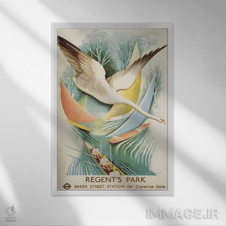 تابلو پوستر قدیمی پارک ریجنتز خط متروی لندن اثر هنرمند ناشناس - نمای قابدار سفید