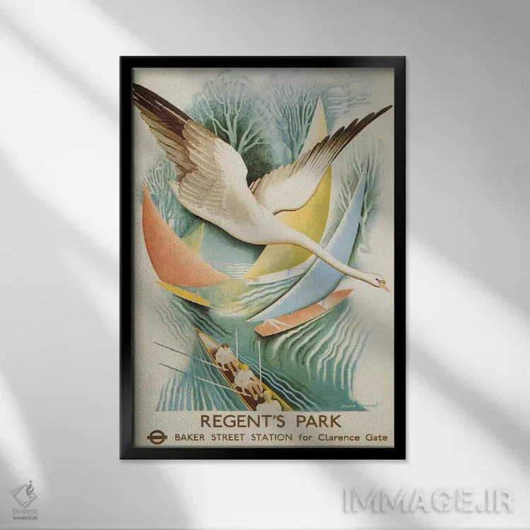 تابلو پوستر قدیمی پارک ریجنتز خط متروی لندن اثر هنرمند ناشناس - نمای قابدار مشکی