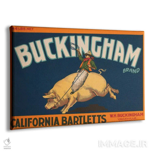تابلو پوستر قدیمی برچسب بارتلت کالیفرنیا باکینگهام اثر هنرمند ناشناس - نمای پرسپکتیو محصول