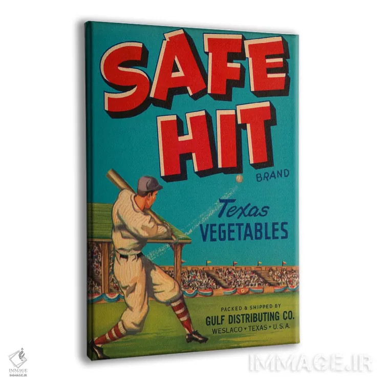 تابلو پوستر قدیمی برچسب سبزیجات تگزاس برند سیف هیت اثر هنرمند ناشناس - نمای پرسپکتیو محصول