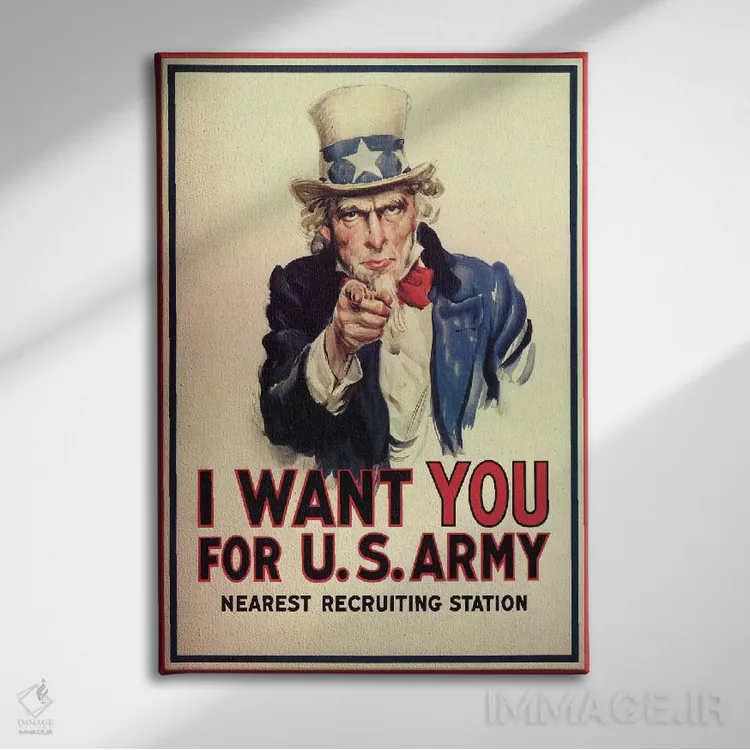 تابلو پوستر قدیمی دایی سام: من تو را میخواهم! (اثر جی.ام. فلاگ) اثر جی. ام. فِلَگ - نمای روبهرو روی دیوار