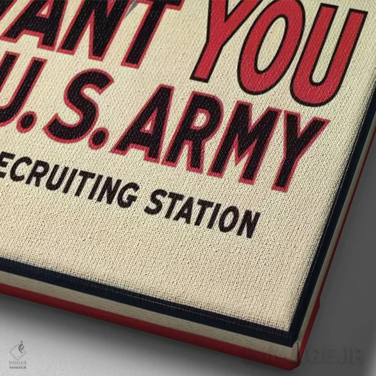 تابلو پوستر قدیمی دایی سام: من تو را میخواهم! (اثر جی.ام. فلاگ) اثر جی. ام. فِلَگ - نمای نزدیک بافت بوم