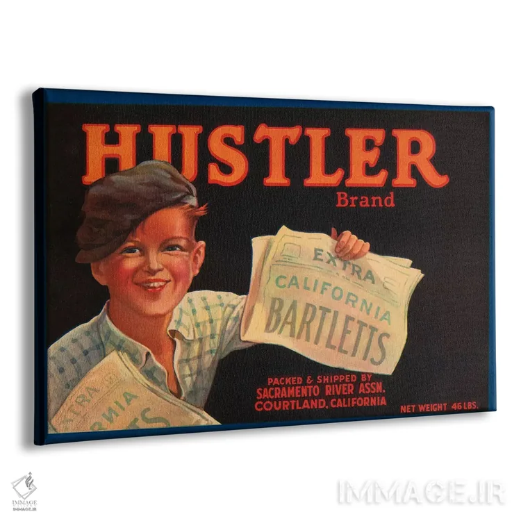 تابلو پوستر قدیمی برچسب بارتلت کالیفرنیا برند هاسلر اثر هنرمند ناشناس - نمای پرسپکتیو محصول