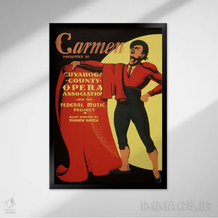 تابلو پوستر قدیمی اپرای کارمن، ماتادور اثر هنرمند ناشناس - نمای قابدار مشکی